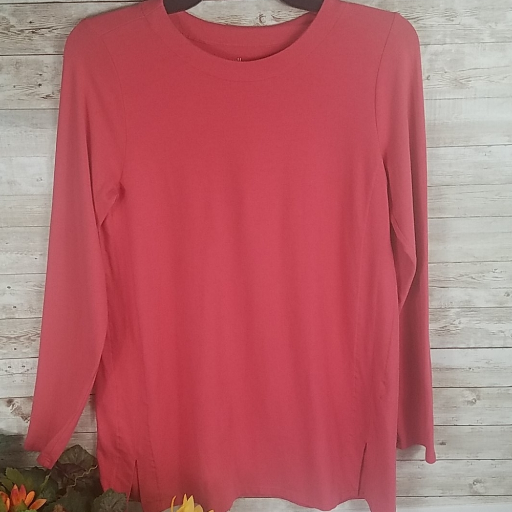 J. Jill, Coral, round neck, long sleeves, Sz S petit